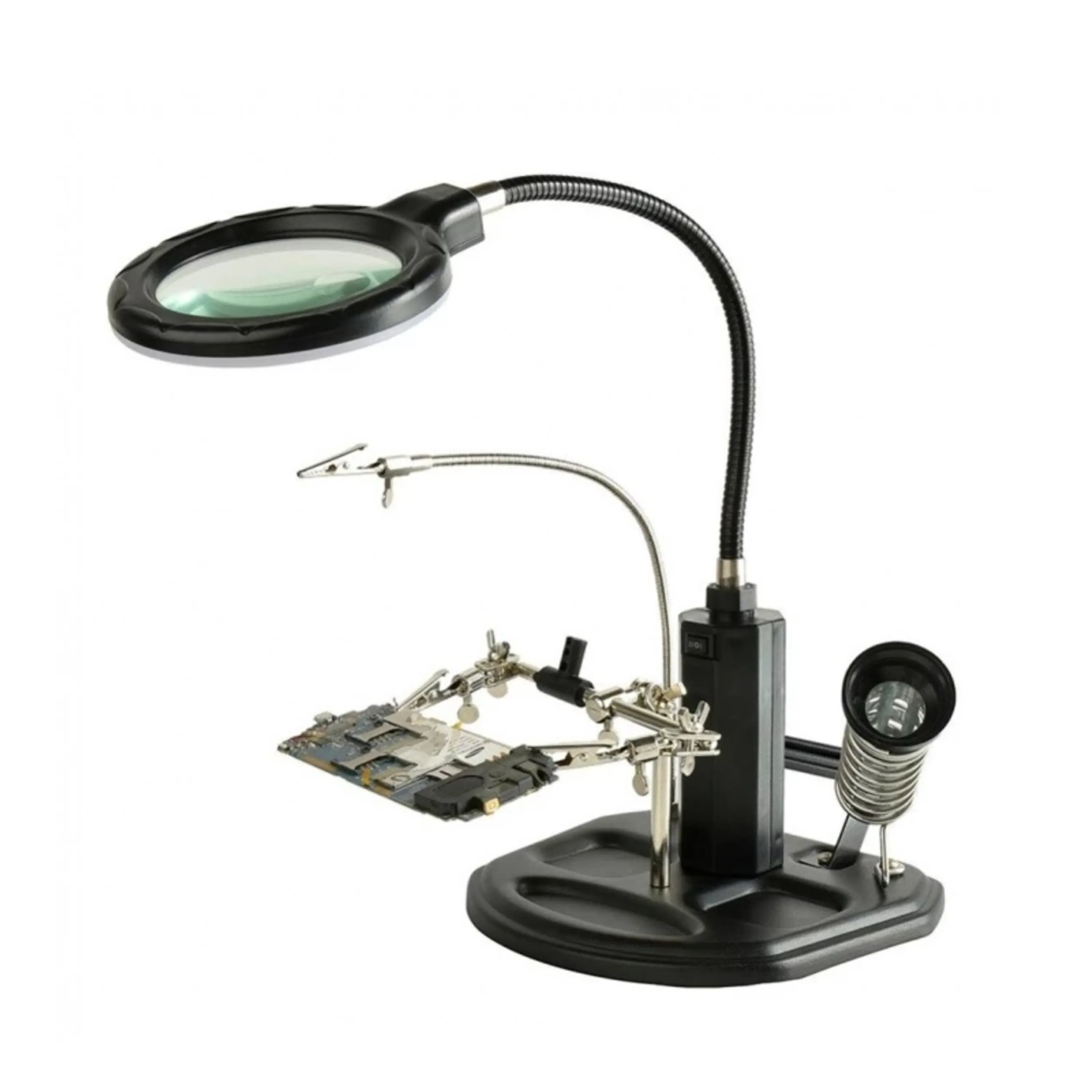 ذره بین گیره مونتاژ دار با 16 چراغ LED مدل TE-802